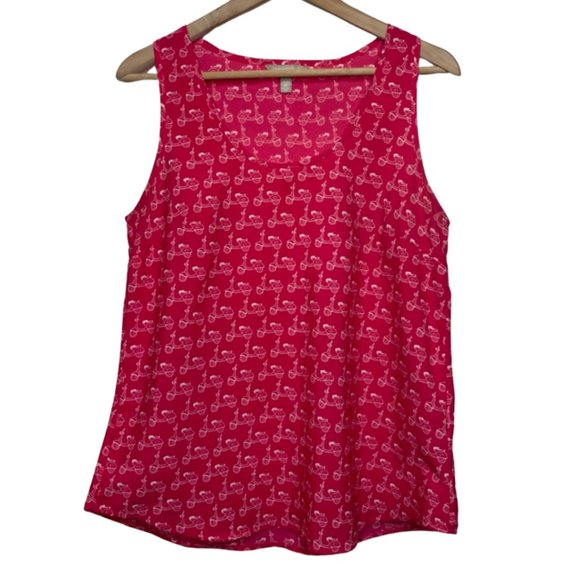 BANANA REPUBLIC | Hot Pink Petite Moped Print Sleeveless Blouse | Size M - Picture 2 of 10